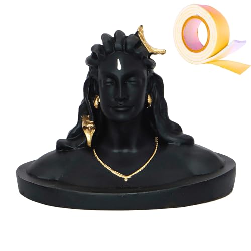 zig zag Adiyogi Lord Shiva Statue Perfect for Car Dashboard and Home/Office Decor - Black, 4.5 Inch Includes Double Sided Tape for Easy Installation!