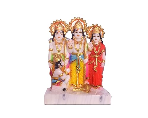 Zig Zag Ram Darbar Statue Shree Ram Laxman Sita Hanuman Ji Idol Religious Decorative Showpiece for Pooja Room, Home, Office, Diwali Gift (Multicolor, 9 Inches)