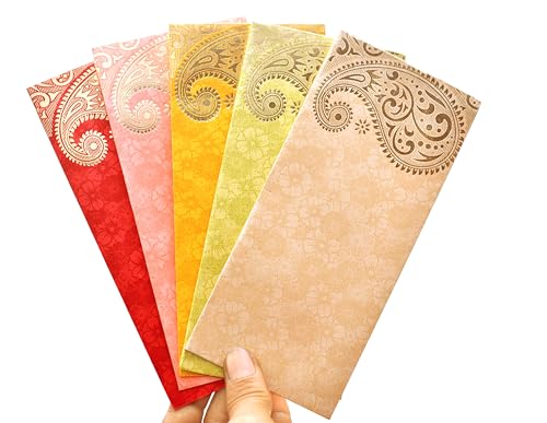 ZIG ZAG Elegant Money Gifting Envelopes Pack of 50 Cash Holder Designer Lifafa for Weddings, Gift of Prosperity Multi Color comes with 2 colours pack