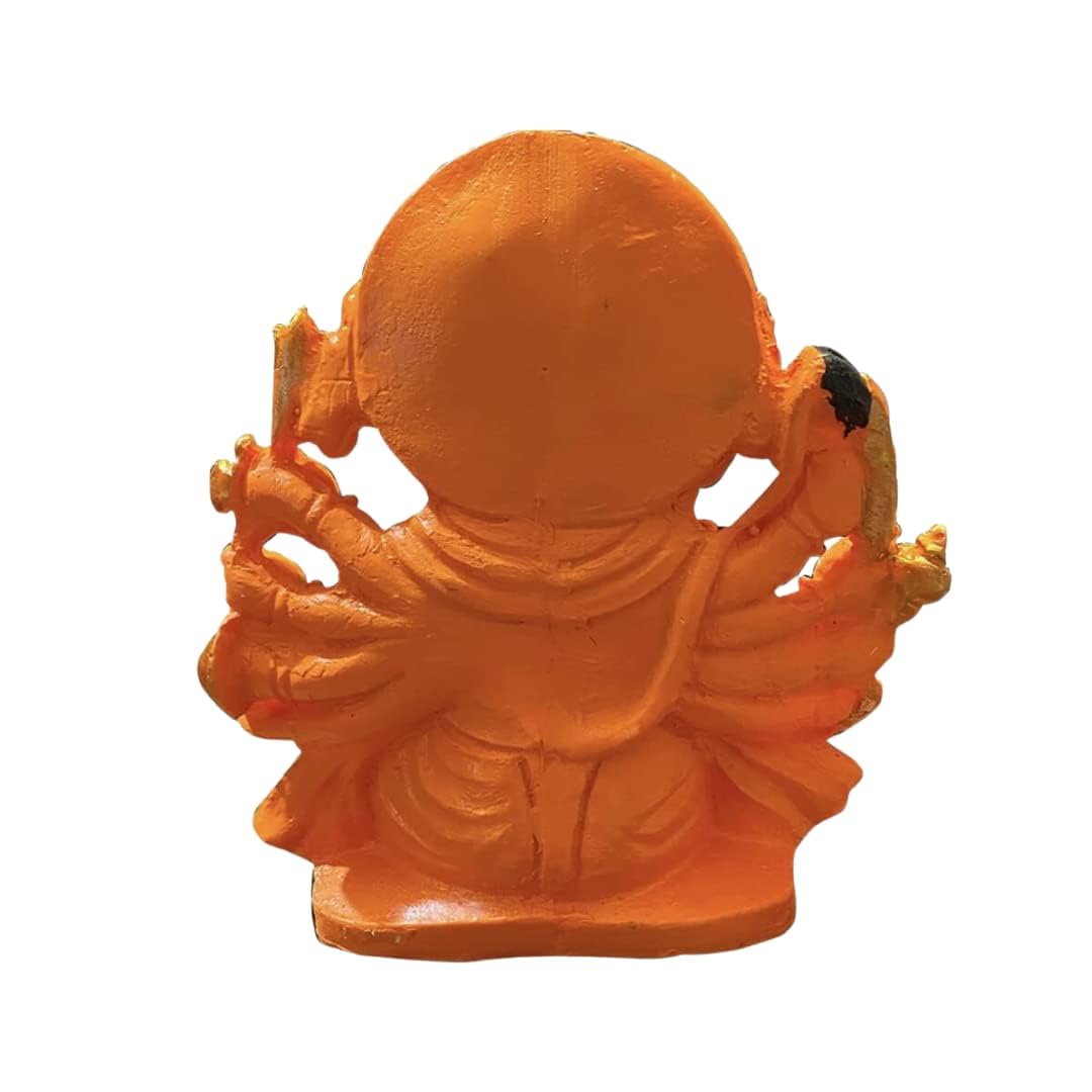 ZIG ZAG Lord Panchmukhi Hanuman ji Murti / Statue Orange Sankat Mochan Polyresin Idol for Pooja Temple / Home Decor Car Office (Size - 6 Inches)