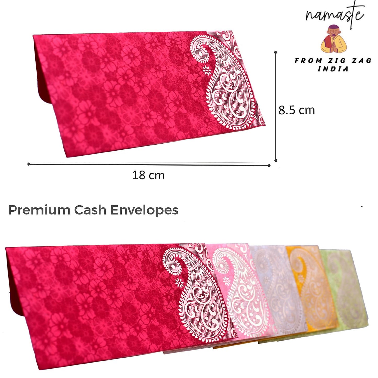 ZIG ZAG Elegant Money Gifting Envelopes Pack of 50 Cash Holder Designer Lifafa for Weddings, Gift of Prosperity Multi Color comes with 2 colours pack