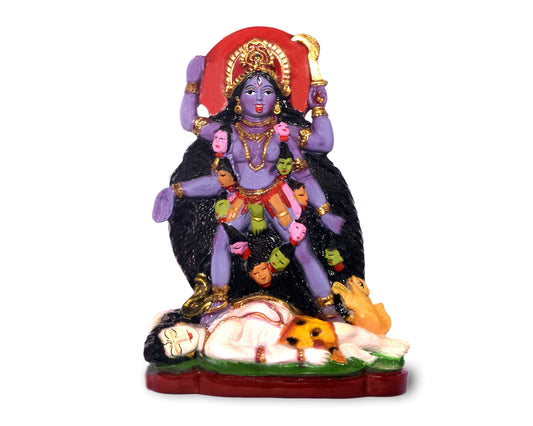 Zig Zag Kaali Maata Statue Hindu Goddess of Destruction, Power and Creation Mahakali Decorative Figurine for Home, Pooja Room, Office and Religious Gift (Multicolor, 5 Inches)