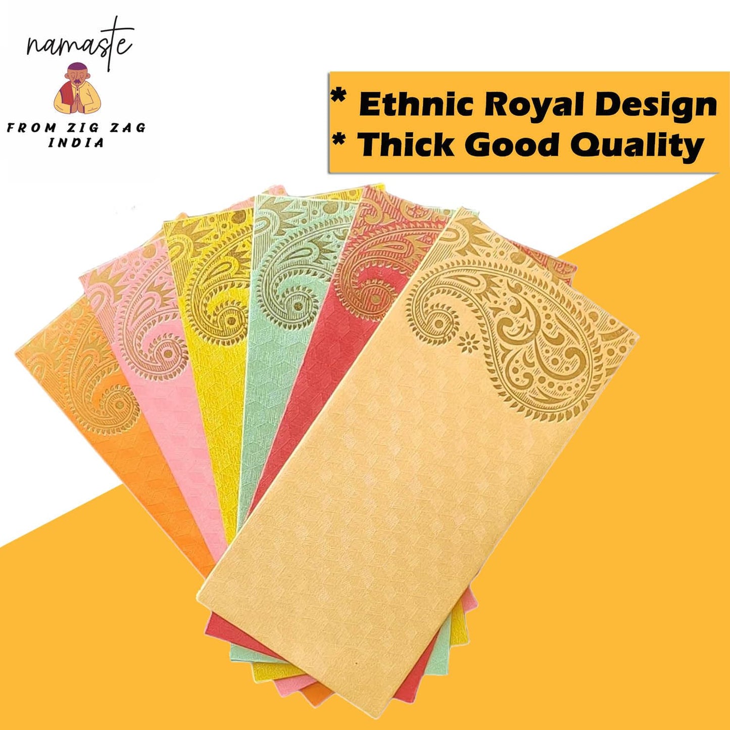 ZIG ZAG Elegant Money Gifting Envelopes Pack of 50 Cash Holder Designer Lifafa for Weddings, Gift of Prosperity Multi Color comes with 2 colours pack