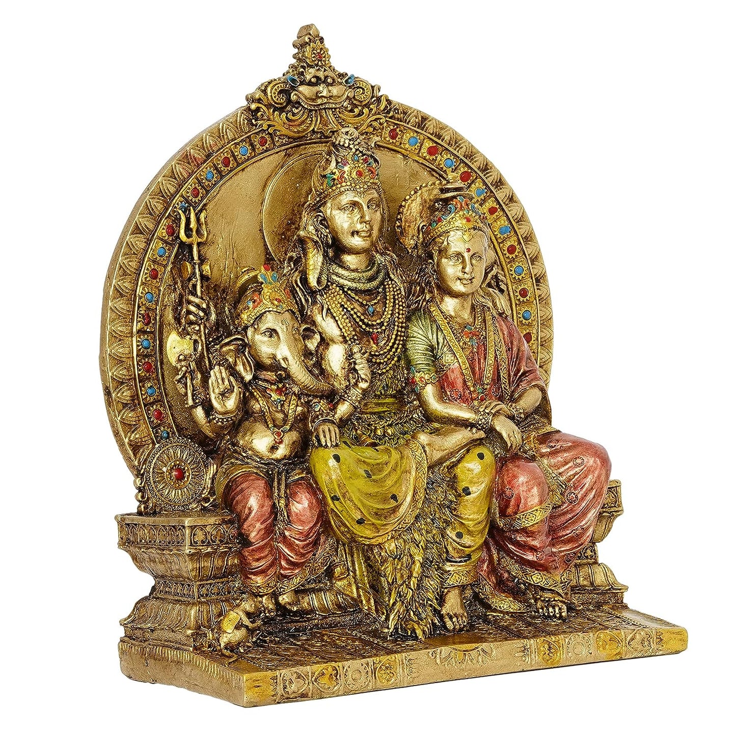 Lord Shiva & Family Idol Statue Shiva Parvati and Ganesha Murti for Pooja Room, Home, Gift Showpiece, Size 8.5 Inch