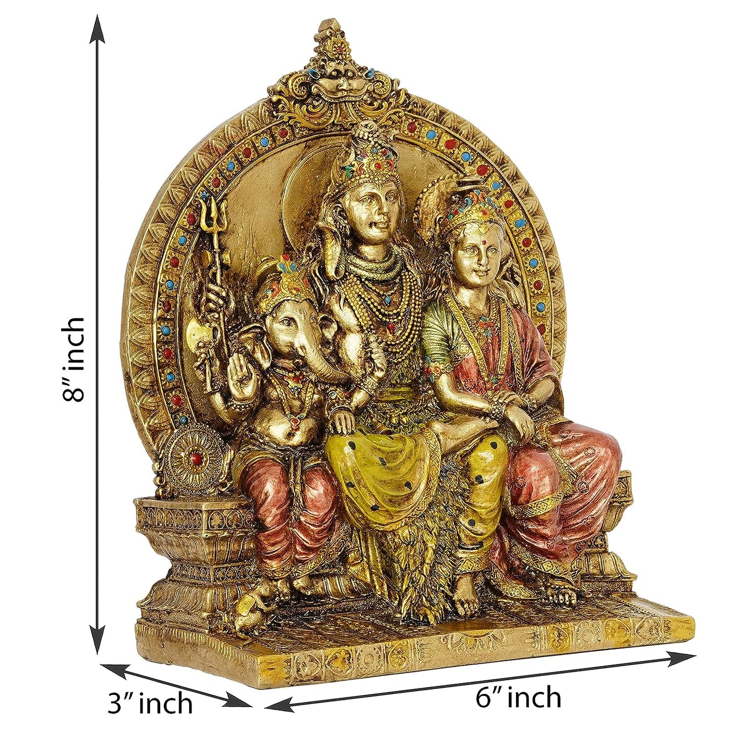 Lord Shiva & Family Idol Statue Shiva Parvati and Ganesha Murti for Pooja Room, Home, Gift Showpiece, Size 8.5 Inch