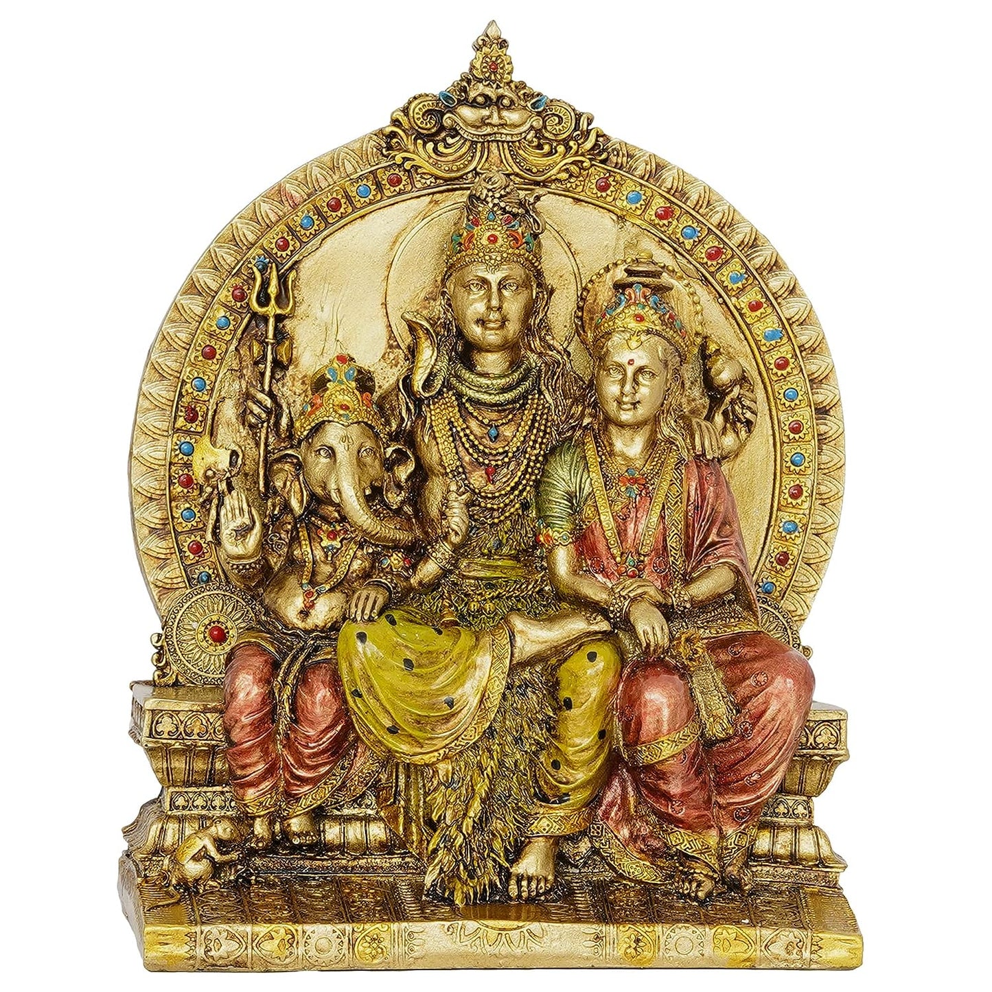 Lord Shiva & Family Idol Statue Shiva Parvati and Ganesha Murti for Pooja Room, Home, Gift Showpiece, Size 8.5 Inch