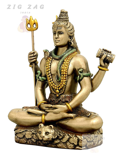 Lord Shiva Mahakal Statue Decorative Hindu Idol Sculpure for Home, Pooja Room, Office and Religious Gift (Golden, 8.5 Inches)